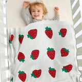 Newborn Baby Blanket Knitted Infant Girl Cradle Plaid Bedding Sofa Cute Strawberry Quilts Toddler Boy Stroller Soft Wrap Swaddle