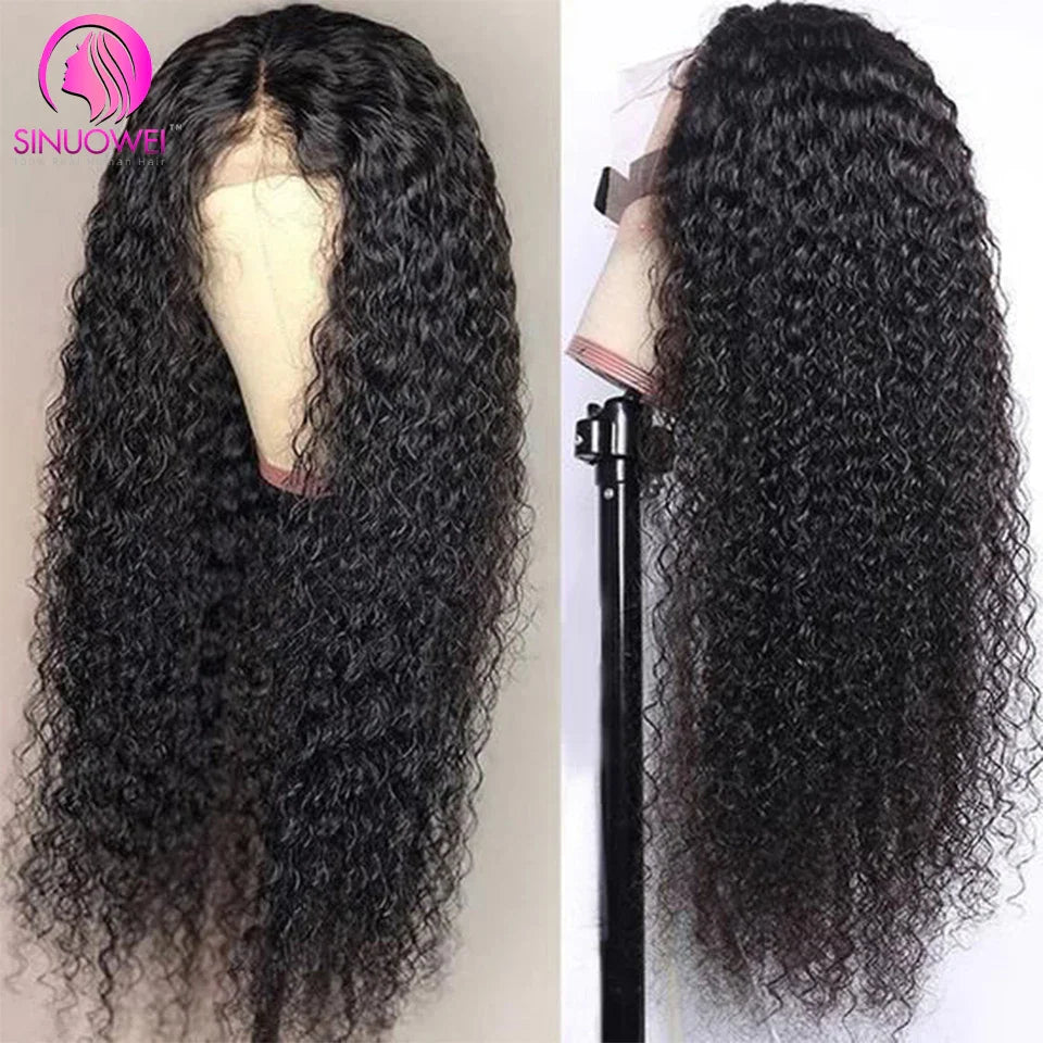 28 30Inch 13x4 Transparent Lace Frontal Wig Kinky Curly Remy Human Hair Wigs Pre Plucked 4x4 Curly Lace Front Wigs 180 Density