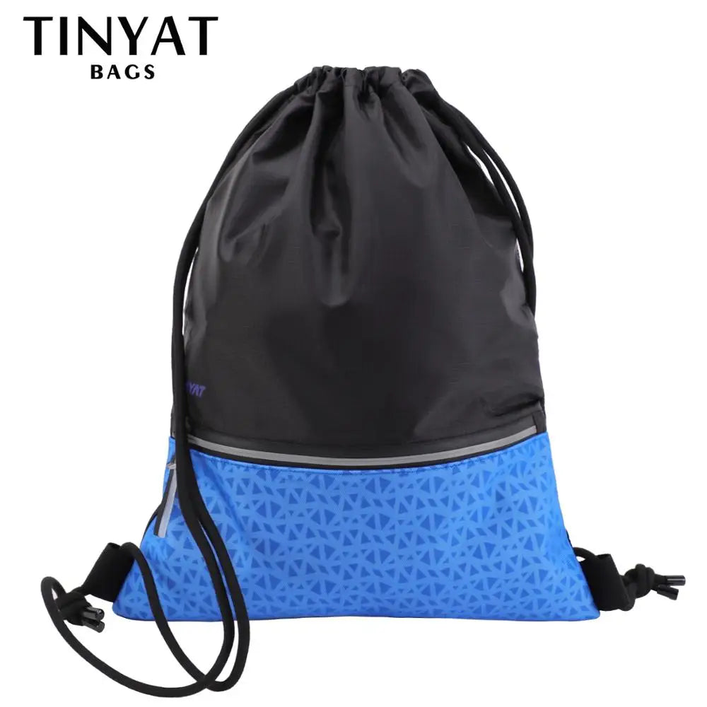 TINYAT Drawstring Pocket Bag Sports Waterproof Backpack black sport backpack for men women Lightweight 0.15kg