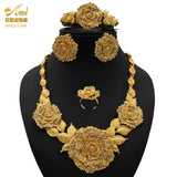 ANIID Indian Jewellery Set Party Wedding Dubai Gold Color Jewelry For Women Necklac Bracelet Earring Gift Nigeria Ethiopian