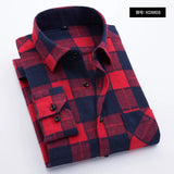 Quality Flannel Plaid Men Shirt Cotton Spring Autumn Casual Long Sleeve Dress Shirts Soft Comfort Slim Fit Button Down Clothes