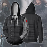 Fans Wear Sweatshirts 3D Printed Hoodies Winter Soldier  Zip Up Sweatshirt for Movie Fans