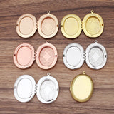 5 PCS Fit 30*40mm Oval Cabochon Metal Brass Locket Pendant Can Open Photo Locket Pendant DIY Necklace Pendant Wholesale