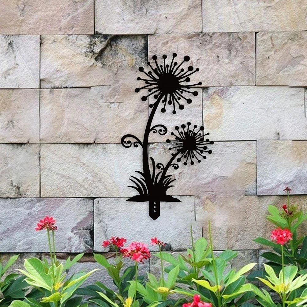 Creative Flower Sculpture Silhouette Garden Decor Outdoor Metal Art Iron Home Yard Wall Tree Figurines Hand Metal Crafts Statue