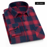 Quality Flannel Plaid Men Shirt Cotton Spring Autumn Casual Long Sleeve Dress Shirts Soft Comfort Slim Fit Button Down Clothes