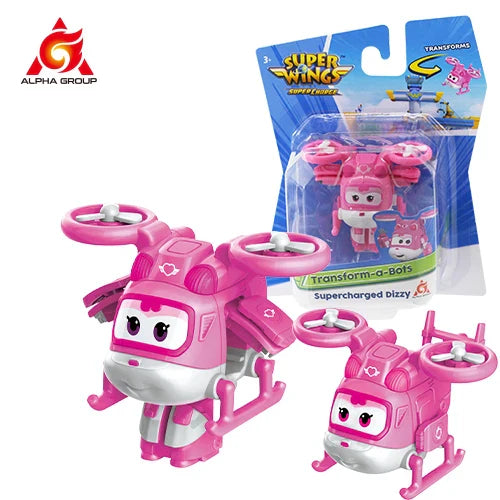 Super Wings S5 2" Mini Transforming Deformation Transform-a-Bots Airplane Action Figures Robot Transformation Toys For Kids Gif