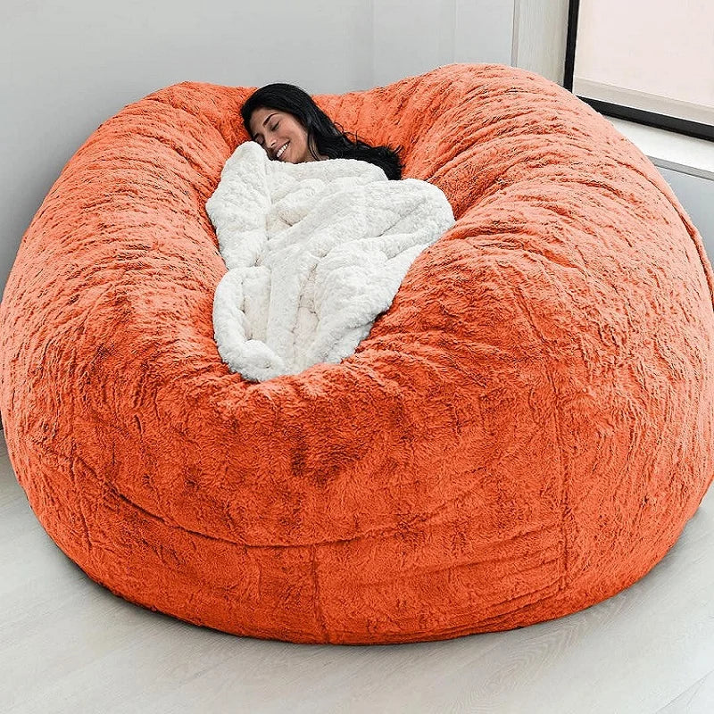 Dropshipping 7FT 183cm Fur Giant Removable Washable Bean Bag Bed Cover Comfortable Living Room Furniture Lazy Sofa Coat Recline