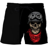 Hot Sale Skull Horror 3D Printe Beach Short Men's Shorts Anime Pants Quick-drying Street Clothing Black Short Casual short homme