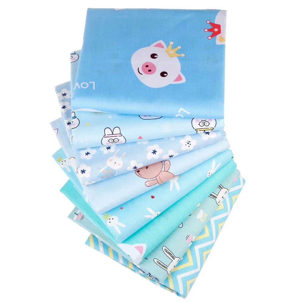 Blue Cartoon Printed Fabric Cotton Twill Cloth for DIY Baby Children Quilt Handicraft Apparel Sewing Textile Material By Meter