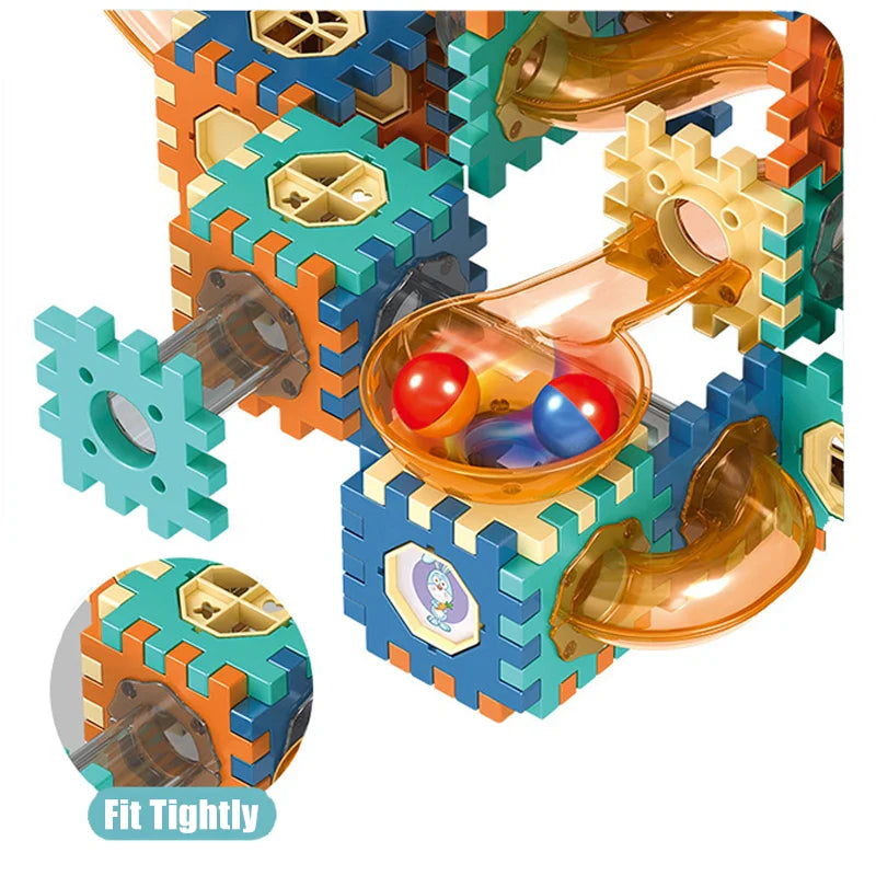 Marble Run Race Track Building Blocks Toys For Kids Labyrint Rolling Ball Funnel Slide Bricks Education Construct Toys Maze STEM