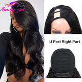 FG Body Wave U Part Wig Non-Lace Glueless Peruvian Remy Human Hair Wigs For Black Woman 150% density Middle Flawless Upart Wigs