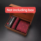 modern ties for men 2024 red Set Gift Box Jacquard Necktie And Pocket Square Clip Cufflinks Red Black Blue Handkerchief Formal