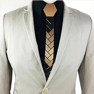 24K Gold Mirror Skinny Necktie Olive Branch Geometric Wedding Groom Acrylic Satin Ties Fashion Accessory 5cm Neck Tie 8 Colors