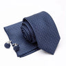 Mens Jacquard Tie Cravat Cufflinks Set Luxury Necktie Fashion Stripe Ties for Men Gift Wedding Dress Handkerchief Accessories