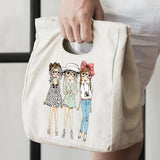 Cartoon Canvas Handbag Insulation Lunch Bags Portable Insulated Cooler Bento Lunch Box Tote Women Picnic Storage Bag Pouch Kids