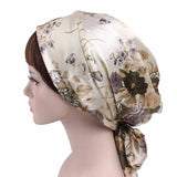 New Women Satin Night Sleeping Cap Head Wrap Bowknot Turban Pre-Tied Fitted Bandana Chemo Caps Nightcap Hair Loss Bonnet Hat