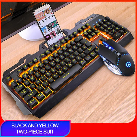 V2 Gaming Keyboard Mouse Headset Set Mechanical Feel Game 104 Keys Keyboards 3200DPI Mice Headphone Combos for PC Gamer