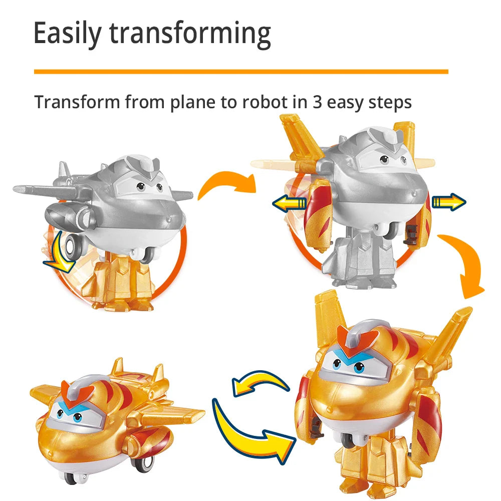 Super Wings S5 2" Mini Transforming Deformation Transform-a-Bots Airplane Action Figures Robot Transformation Toys For Kids Gif