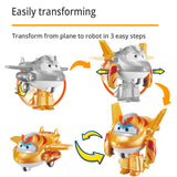 Super Wings S5 2" Mini Transforming Deformation Transform-a-Bots Airplane Action Figures Robot Transformation Toys For Kids Gif