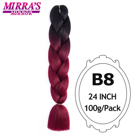 Jumbo Braiding Hair Extensions 24inch Ombre Hair For Braids 5Pcs Box Braid Yaki Texture Synthetic Fiber Fake Hair Mirra’s Mirror