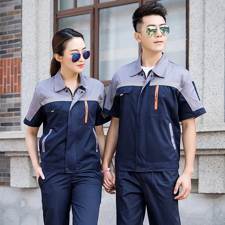 Summer Work Clothing Men Working Coveralls Reflective Tape Thin Breathable Uniforms Factory Workshop Service Car Repairman Suits