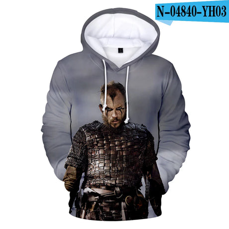 2021 Vikings Ragnar Lothbrok 3D 3D Hoodie Pullovers Sweatshirt Round Neck 3D Hoodie Pullover Men/women Pullovers Boys/girls Stre