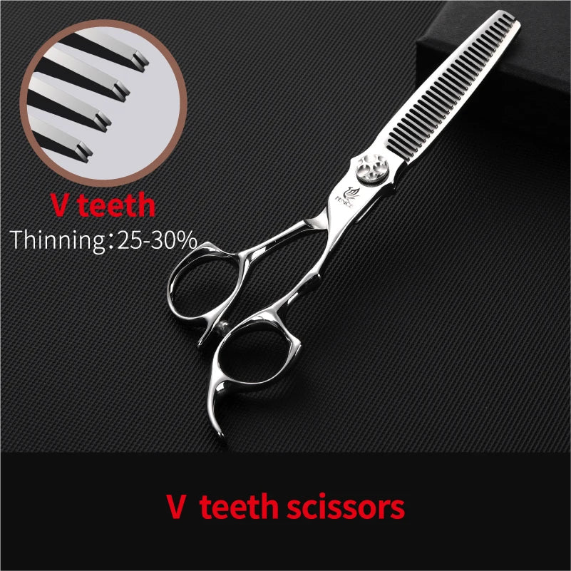 Fenice 6 inch Cutting Thinning Styling Tool Hair Scissors Set Salon Hairdressing Scissors Shears Traceless/V-shaped teeth Blades