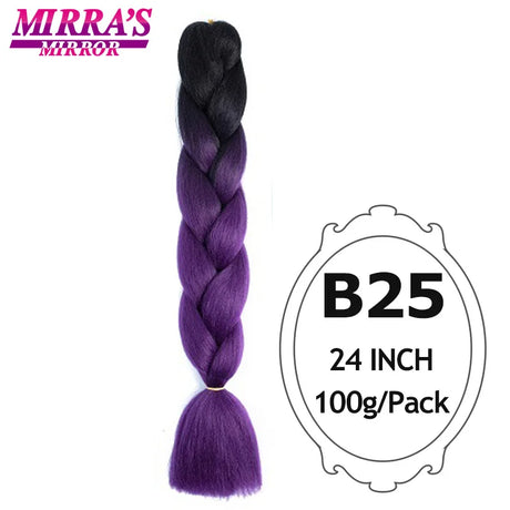 Jumbo Braiding Hair Extensions 24inch Ombre Hair For Braids 5Pcs Box Braid Yaki Texture Synthetic Fiber Fake Hair Mirra’s Mirror