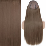 MERISIHAIR Synthetic No Clip Invisible Wire Hair Extensions Straight Black Blonde One Piece False Hairpiece Hair Extension