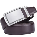 Men's Leather Ratchet Belt with Automatic Buckle 3.5CM Wide Adjustable Dress