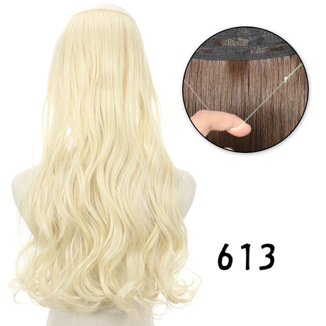 Hair Extensions No Clips Synthetic Fake Hair Ombre Pink Blonde Brown Black Natural Wavy Curly False Hair Piece For Woman