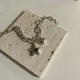 ANENJERY Silver Color Love Heart Star Bracelet for Women Thai Silver Chain Bracelet Party Jewelry Gifts Wholesale