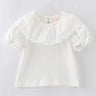 Sweet Princess Style Baby Girls Summer Solid Color Shirt Ruffles Lace Short Sleeve Soft Cotton Shirt Children Tops Outwear