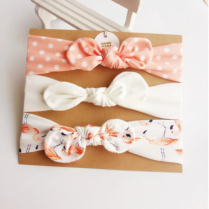 3pcs/lot Solid Nylon baby headband Bow Headbands For Cute Kids  Indian Turban Knot Rabbit Cotton Kids Hair Accessories