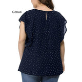 Women's Summer Plus Size Blouses Ruffle Sleeve Shirt Top Polka Dot Chiffon Round Neck Blouse Women Clothing