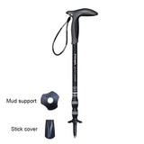 Walking Stick Carbon Fibers T-handle Adjustable 49-100cm 3 Section Inner Lock Mountain-climbing Crutch Outdoor Hiking