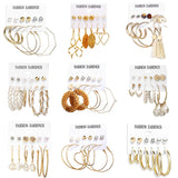 LATS Women's Earrings Set Tassel Pearl Earrings for Women Bohemian Fashion Jewelry 2020 Geometric Kolczyki Hoop Earings