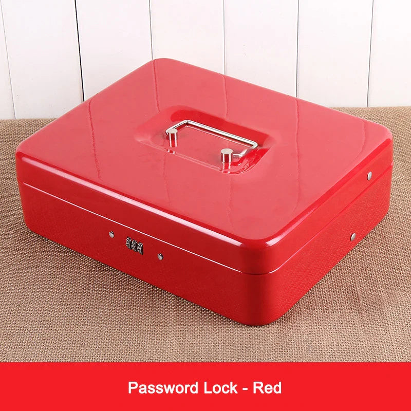 Locked Large Cashier Drawer Metal Cash Box 2 Layers Safe Cash Storage Box with 5 Coin 4 Bills Slots Steel Money Tray Deposit Box