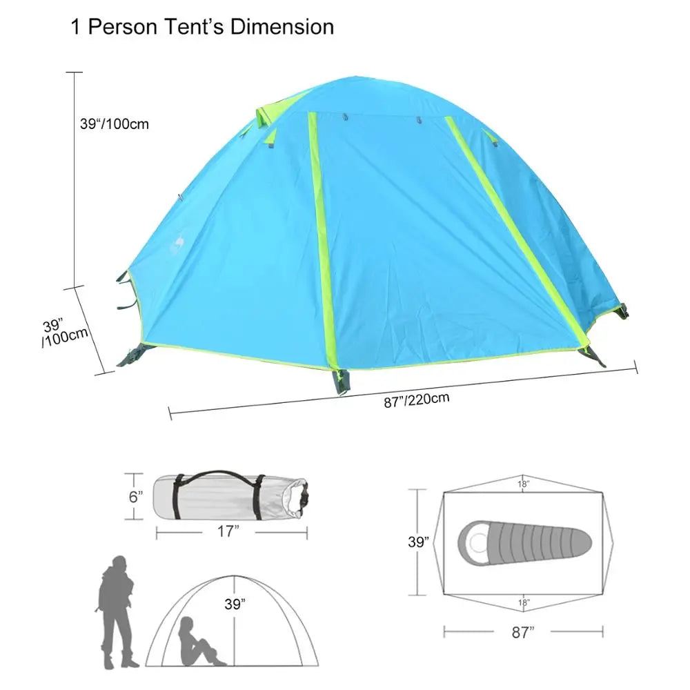 Desert&Fox 1 Person Hiking Tent Single Camping Tents Waterproof Lightweight Portable Tent with Carry Bag for Beach Travel Picnic