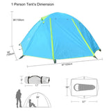 Desert&Fox 1 Person Hiking Tent Single Camping Tents Waterproof Lightweight Portable Tent with Carry Bag for Beach Travel Picnic