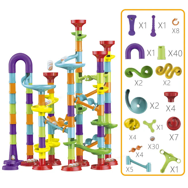 DIY Construction Marble Run Race Track Building Blocks Kids 3D Maze Ball Roll Toys Children Christmas Gift 45/93/113/142pcs Set