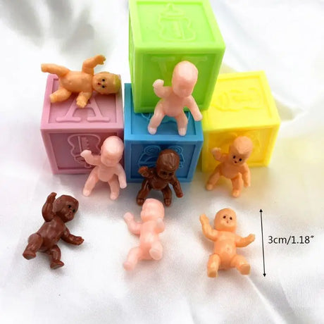 60Pcs 3cm/1.2Inch Mini Plastic Baby Dolls Figures Toy Party Favors for Baby Shower and Ice Cube Game Infant Toddles Bathing Doll