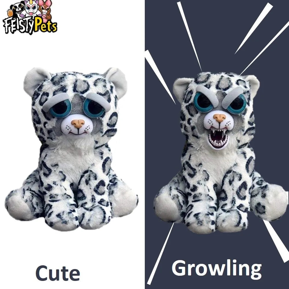 Feisty Pets funny face changing soft toys for children snow leopard stuffed plush unicorn angry animal dog doll  bear panda