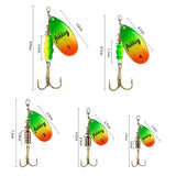 FISH KING Metal Fishing Lure Spinner Baits 3.9g 4.6g 7.4g 10.8g 15g Rotating Spoon Lures Spinners With Treble Hooks Pike Baits