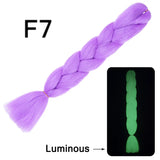 24 Inch Luminous Jumbo Braiding Hair Pre Stretched Afro Ombre Synthetic Hair Braid Extension For White Women Box Twist