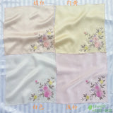 Women's 100% Pure Silk 16.5 mm satin silk embroidery Square handkerchief 26cm 10" WJ007