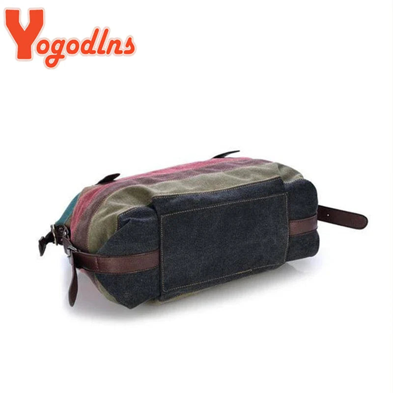 Yogodlns  Canvas Totes Striped Womens Handbag New Patchwork Rainbow Shoulder Bag Fashion Female Casual Crossbody Bag Sac a Main