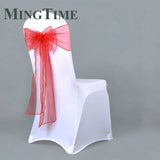 25pcs 275cm Sheer Organza Chair Sashes Band Ribbon Belt Bow Cover Rustic Wedding Party Birthday Banquet Ceremony Decoration