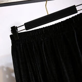 150Kg Plus Size Women's Autumn Loose Elastic Waist Velvet Skirt 5XL 6XL 7XL 8XL 9XL Solid Slim Casual A-line Female Skirt Black