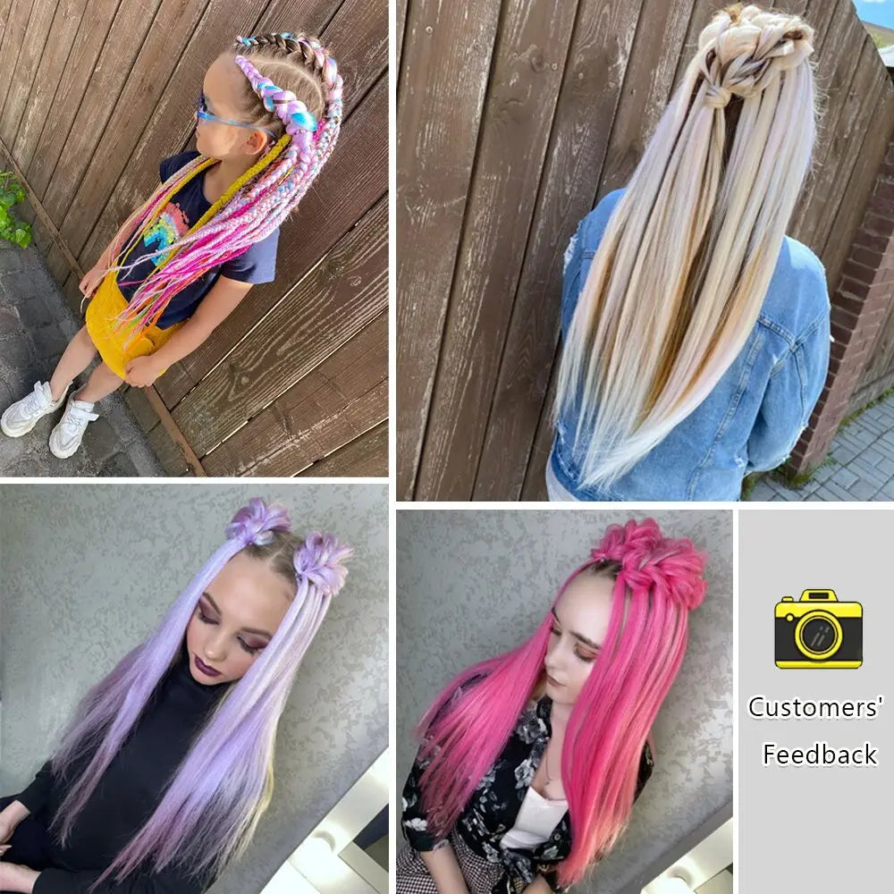 MISS ROLA Synthetic Kanekalon Hair Jumbo Braids 24 Inches100g Yaki Straight Hair Extension Pre Stretched Blonde Pink Wholesale